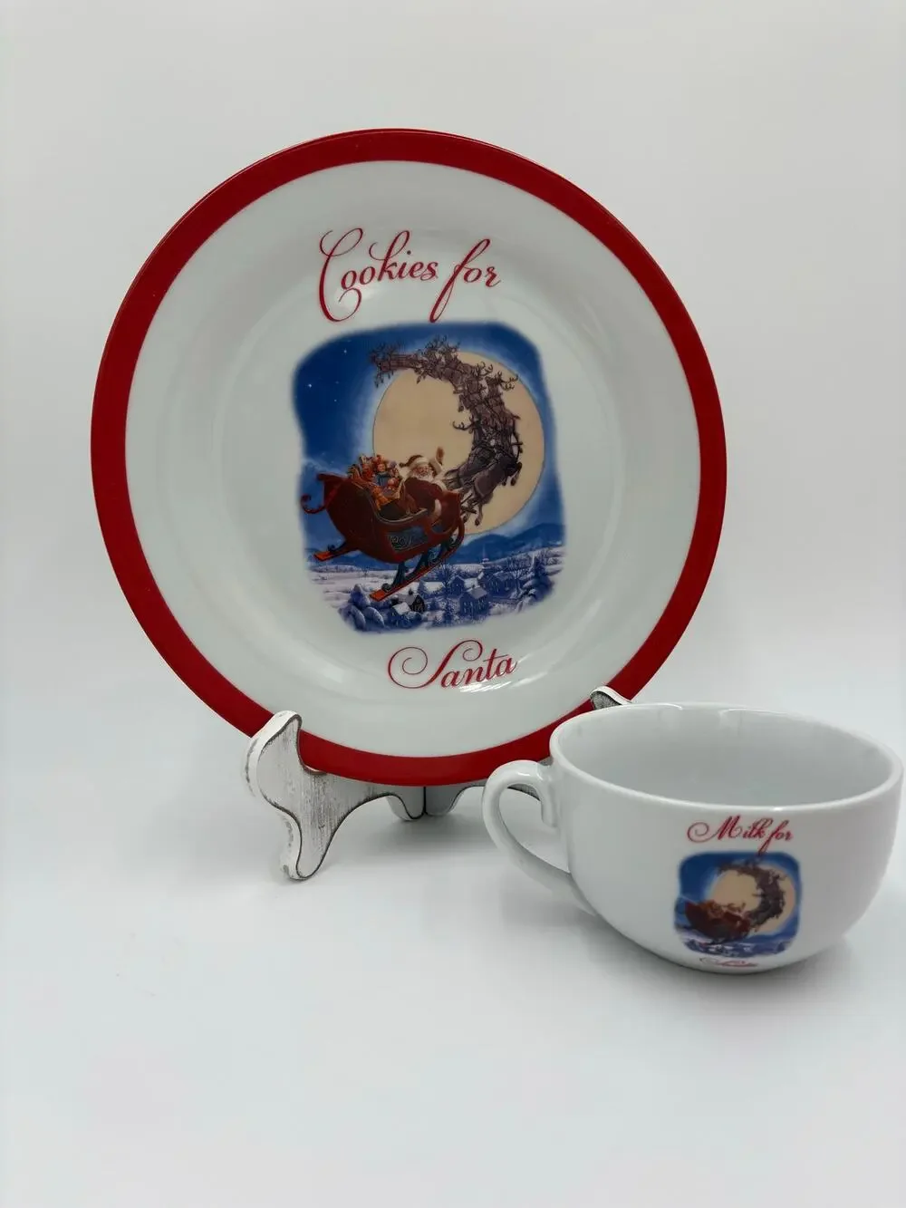 Pottery Barn  Kids 'Twas the Night Before Christmas Porcelin Santa snack Set